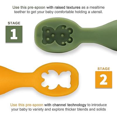 numnum Pre-Spoon GOOtensils 2Pk - Baby Spoon Set, Stage 1 + 2, BPA Free  Silicone