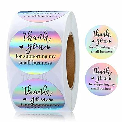 1.5 Black and White Floral Thank You Stickers Roll - Packing Stickers - Thank You Labels for Favors - Small Business Thank You Stickers | 500 Pcs