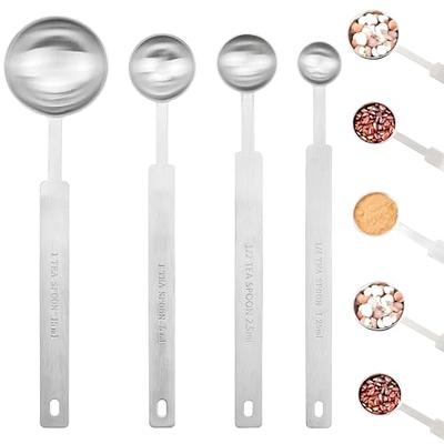 Measuring spoons, in teaspoons and tablespoons and ml, stainless steel, Fermenting