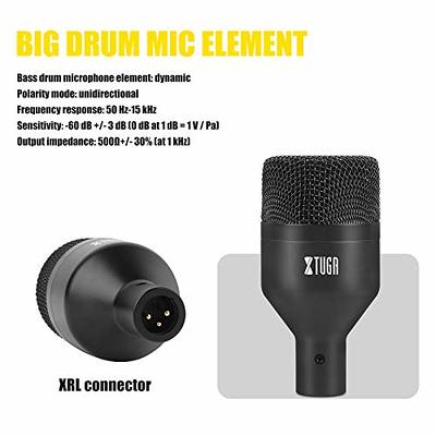 XTUGA New MI7 7-Piece Wired Dynamic Drum Mic Kit Whole Metal- Kick Bass  Microphone Set Use for Drums Vocal Other Instrument Complete with Thread  Clip