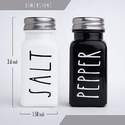 Glass Farmhouse Salt and Pepper shakers set - Cute Black Salt and