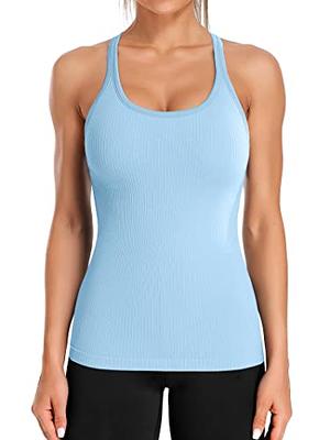 ATTRACO Women's Built in Bra Tank Tops Ribbed Workout Tanks Slim