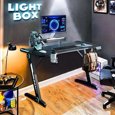 Professional Ergonomic LED Light Gaming Desk Computer Table