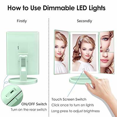 WEILY Lighted Vanity Makeup Mirror 1x/2x/3x Magnification Trifold