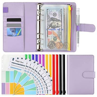 Budget Binder,A6 PU Leather Budget Binder Cash Stuffing,Cash