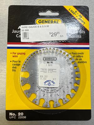 General No. 20 American Standard Wire Gage 0 - 36 Or .325 .005