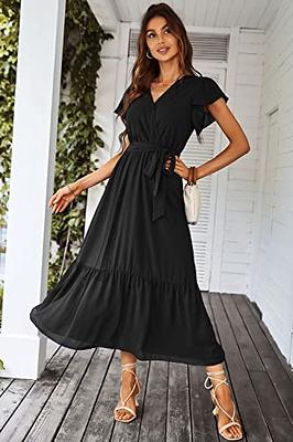 PRETTYGARDEN Women's Floral Boho Dress Casual Short Sleeve V Neck Ruffle  Tiered 2024 Summer Swing Maxi Dresses : : Clothing, Shoes 
