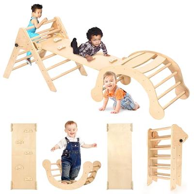 3in1 Montessori Climbing Frame Set: Triangle Ladder + Arch/Rocker