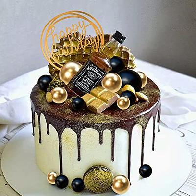 Happy Birthday - Black & Gold Cake Topper