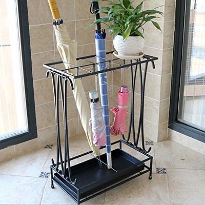 SDFVSDF Umbrella Rack 10 Slot Metal Umbrella Stand with 4 Hooks, Outdoor  Indoor Hallway Entryway Porch Storage Rack, Canes Walking Stick Umbrella