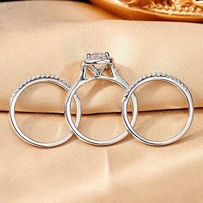 Discount & Cheap 2-in-1 Round Cut Solid 925 Sterling Silver Ring Set Online  at the Shop