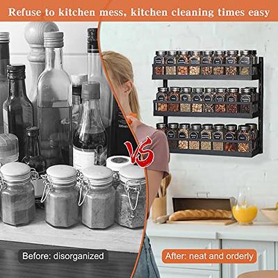 Spice rack wall mount, Spice Rack Organizer Wall Mount 4-Tier Separated  Hanging Spice Racks with Hooks for Kitchen Counter Cabinet Pantry over  Stove 