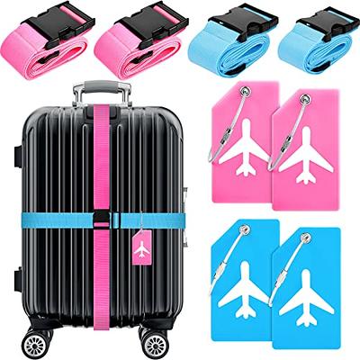 8 Pack Luggage Straps Suitcase Tags Set, Travel Adjustable Suitcase Belt  Silicone Luggage Tags with Name ID Card Man Women Travel Accessories (Pink,  Light Blue) - Yahoo Shopping