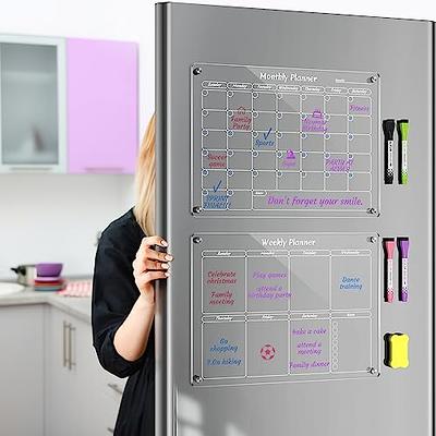 AITEE 16x12 Inches Acrylic Clear Magnetic Dry Erase Board Calendar for  Refrigerator Includes 6 Dry Erase Markers with 3 Colors