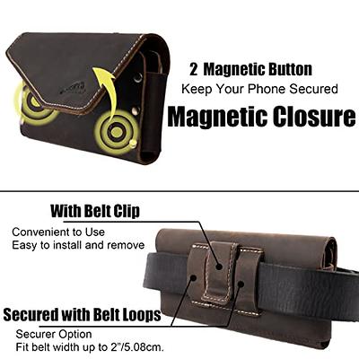 Topstache Leather Phone Holster With Belt Clip Loop, Leather Belt Case With  Magnetic Closure,cell Phone Case For Iphone, Belt Phone Pouch For Samsung