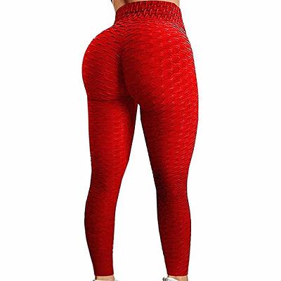 Famous TikTok Leggings, Yoga Pants for Women High Waist Tummy Control Booty  Bubble Hip Lifting Workout Running Tights A-red - Yahoo Shopping