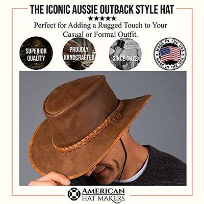 American Hat Makers Crusher Premium Leather Outback Hat Cowboy