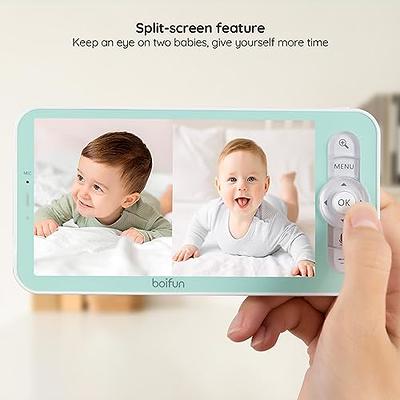 BOIFUN 5 Baby Monitor With 2 Cameras, 2K Split-Screen WiFi Baby Dual  Cameras, Temper 