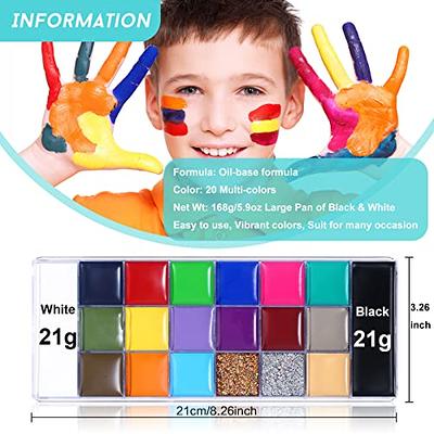  UCANBE 20 Colors Body Face Paint Palette for Adults Kids -  Large Pan Black White Non Toxic Oil Art Camouflage Halloween Cosplay SFX  Makeup Painting Kit (02) : Arts, Crafts & Sewing