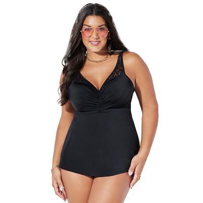 Swimsuits For All Women's Plus Size Bandeau Blouson Tankini Top