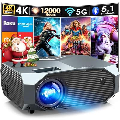 Projector with 5G WiFi and Bluetooth, 10000L Native 1080P Portable Outdoor  Video Projector 4K Supported, Home Theater Movie Projector with Screen for