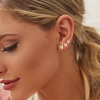 2 Pairs Flat Back Earrings for Women Multipack | 18K Gold Earrings | Helix  Earrings | Cartilage Earring | Nickel Free Hypoallergenic Earrings | Cubic