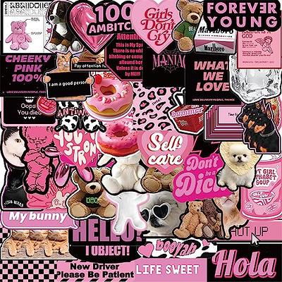 Cool But Cute Y2K Stickers (55 Pieces) - Kawaii, Black & Pink