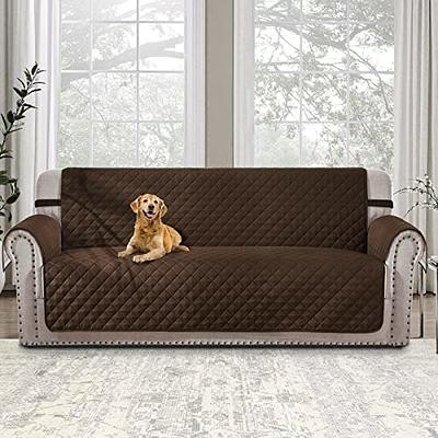 RHF Couch Cover Anti-Slip Sofa Covers for Leather Sofa Couch Covers for 3  Cushion Couch Sofa Furniture Protector Couch Cover for Dogs Pets Kids Sofa  Slipcover with Elastic Straps (Sofa: Chocolate) 