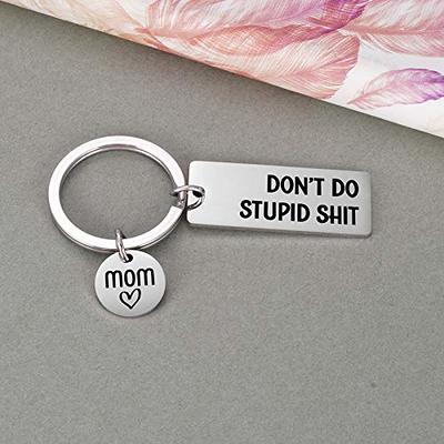 Don't Do Stupid {Poop Emoji}, Personalized Keychain