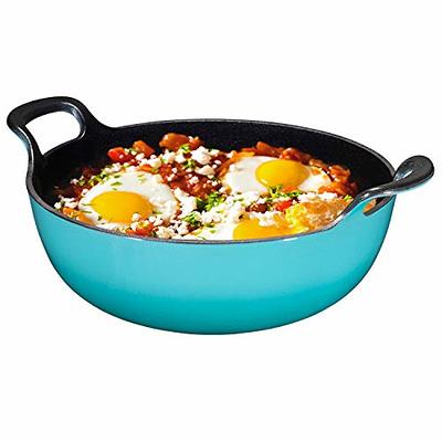 Bruntmor 5 Qt Red 2-in-1 Cast Iron Skillet & Lid, Enameled, Non