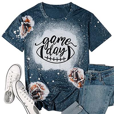 Game Day Football T Shirts Women Cute Football Graphic Tee Tops Funny  Sunday Casual Short Sleeve Tee Shirts