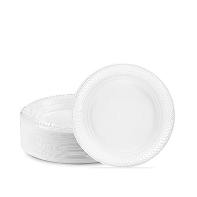 FOCUSLINE 100 Count 6 Inch Clear Plastic Plates, Disposable Heavy