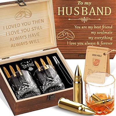 Anniversary Gifts for Him | Men | Husband - Whiskey Glass Set Engraved 'To My Husband' Husband Gifts for Birthday | Wedding Anniversary | Valentine's