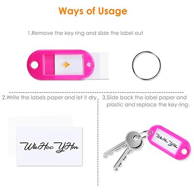 Plastic Key Tags Luggage Fobs ID Card Name Label Keychain W/ Split Ring Key  Ring