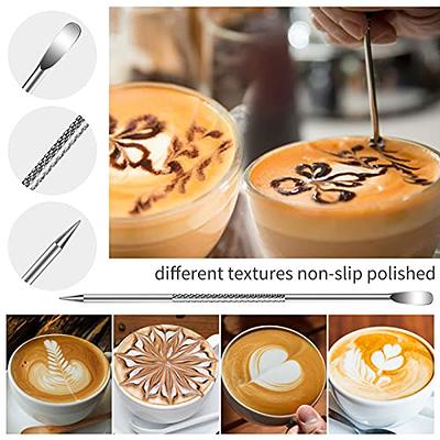 Milk Frother Handheld Coffee Art Set, Electric Coffee Frother with Milk  Frother Pitcher, Powder Cocoa Shaker, Coffee Stencils, Coffee Spoons, Latte