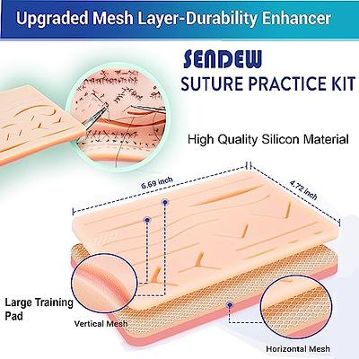 Complete Suture Practice Kit for Suture Training, Including Large Silicone  Suture Pad with pre-Cut Wounds and Suture Tool kit. Latest Generation