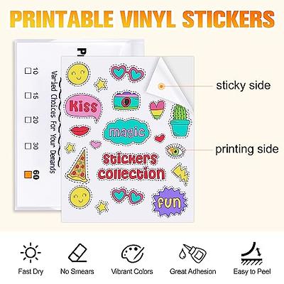 Printable Vinyl Sticker Paper for Laser Printer - Glossy White