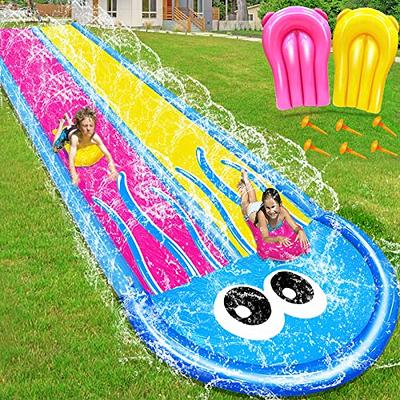 3 Sided Safe Fence ] Jellyfish Slip Lawn Water Slides with 2