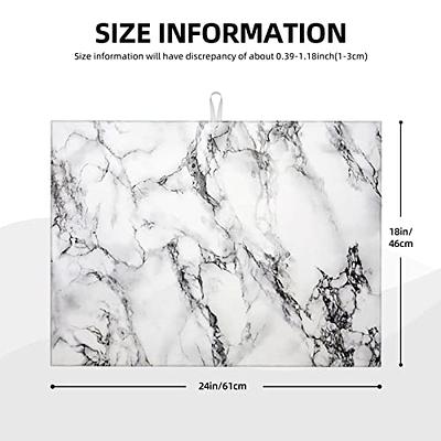 White Marble Microfiber Dish Drying Mat Foldable Kitchen Drying Mat Machine  Washable Dish Mat 18 X 24 Inch