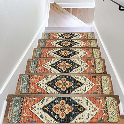 Stair Treads Set Indoor Wood Floors Non-Skid/Slip Carpet Rugs Pads Dark  Brown