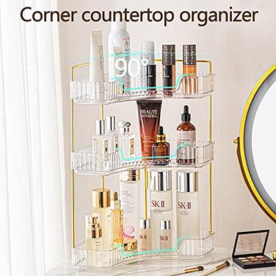 Dyiom 3-Tier Bathroom Organizer Countertop, Corner Bathroom Counter Organizer, Makeup Organizer, Black
