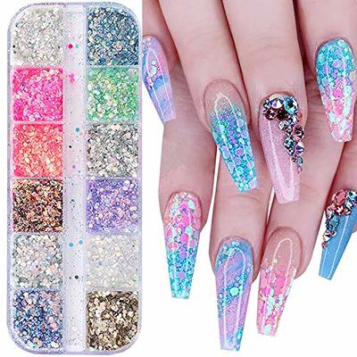 12 Colors Hexagon Chunky Glitter Holographic Crafts Stickers Sequins Heart  Nail Art Glitter Mermaid Powder Flakes Shiny Charms Star Sequins Nail Art