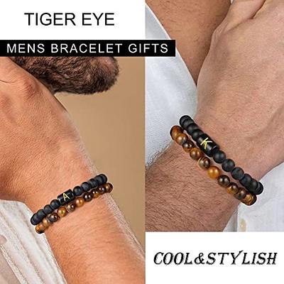 African Turquoise and Matte Tigers Eye Healing Crystal Leather Wrap Men's  Bracelet