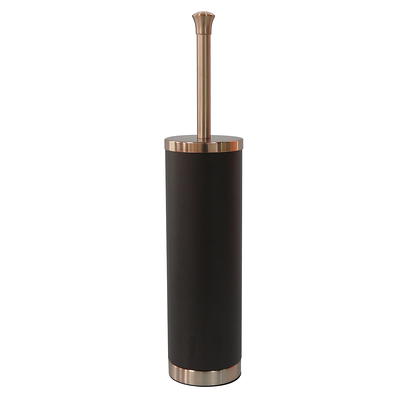 Onyx Decor Toilet Brush and Resin Stone Finish Holder, Stainless Steel & White