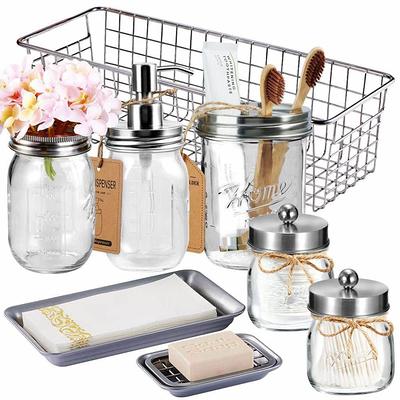 Farmhouse Mason Jar Organizer Rustic Mason Jar Bathroom Organizer Mason Jar  Bathroom Accessories Holder 