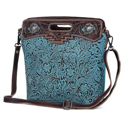 Hand Tooled Genuine Leather and Hair Turquoise Crossbody Bag - Etsy