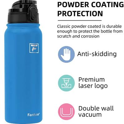 Fanhaw Insulated Water Bottle with Straw - 20 Oz Stainless Steel  Double-Wall Vacuum Leak & Sweat Proof Dishwasher Safe Standard Mouth Sports  Water