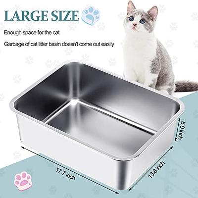 Yangbaga Stainless Steel Litter Box for Cat and Rabbit,Odor Control Litter  Pan,Non Stick Easy to Clean,Never Bend,Rust Proof High Sides Non Slip Rubber  Feets 