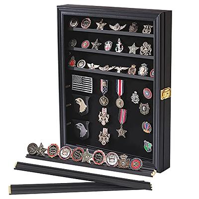 LARGE Display Case Shadow Box for Lapel Pin Medal Patches Ribbon