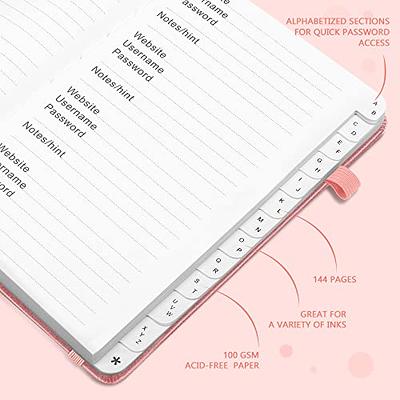 JUBTIC Password Book with Alphabetical Tabs. Medium Size Password Keeper  Book for Internet Website Address Log in Detail. Hardcover Password  Notebook